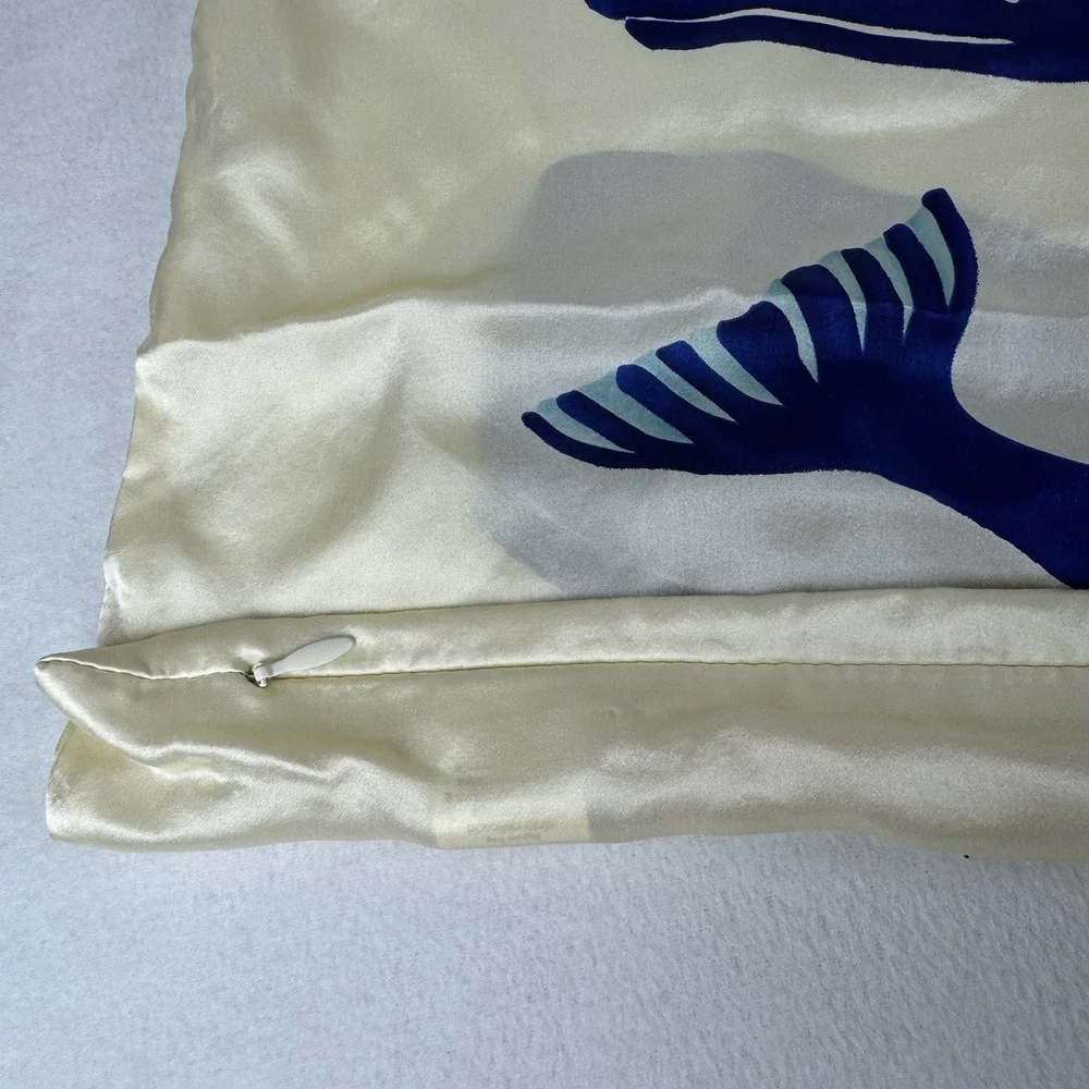 Lot Of 2 West Elm Silk Whale Pillow Cover 20x20 Blue Cream Ocean Coastal Beach